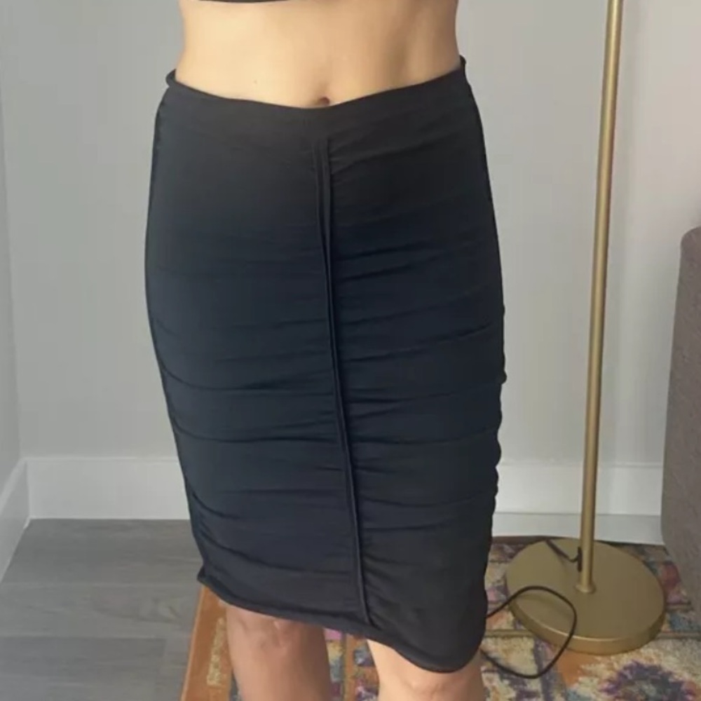 Alexander Wang black Ruched Skirt with Elastic logo